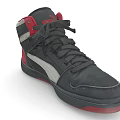 PUMA High-top Leather Sneakers With Black Red And White Lace Up Design
