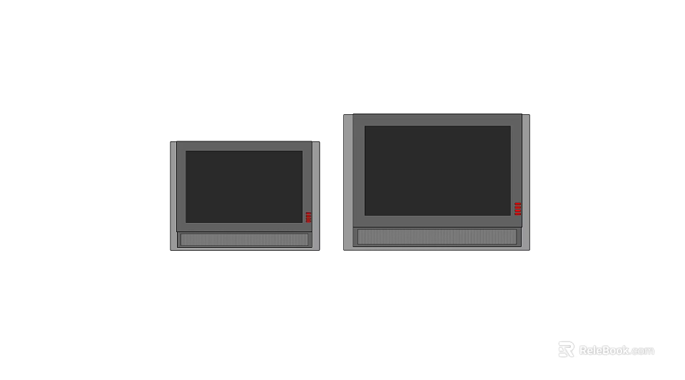Two Modern Televisions With Sleek Black Screens And Gray Borders Design 3d model