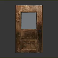 Wooden Interior Door With Glass Panel And Natural Wood Grain Design