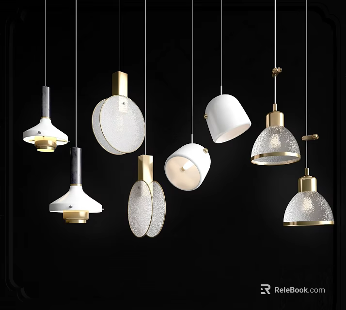 Modern Hanging Pendant Lights With Unique Glass Metal Designs And Shapes 3d model 