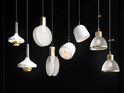 Modern Hanging Pendant Lights With Unique Glass Metal Designs And Shapes 3d model