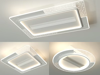 Modern Ceiling Mounted Air Conditioner Fan With Square And Round Designs And Lighting 3d model