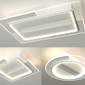 Modern Ceiling Mounted Air Conditioner Fan With Square And Round Designs And Lighting 3d model