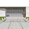 Modern Entrance Gate Design Featuring Paved Ground Landscaped Greenery And Columns