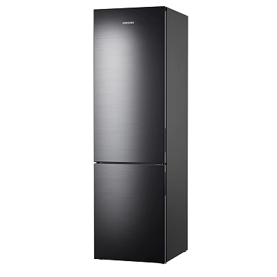 Sleek Black Double Door Refrigerator Freezer With Modern Brushed Metal Finish 3d model