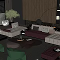 Minotti sofa coffee table combination 3d model