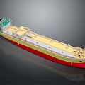 Modern LNG Ship Featuring Yellow Upper Hull Red Lower Section and Deck Equipment 3d model