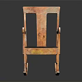 Vintage Wooden Rocking Chair With Curved Armrests And Black Comfortable Seat