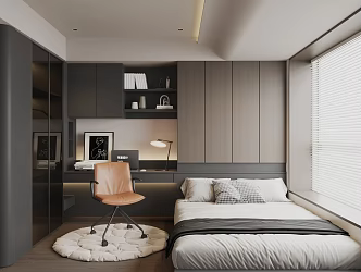 Modern Italian Tatami Bedroom Tatami Bedroom Study Desk Cabinet Integrated Second Bedroom 3d model