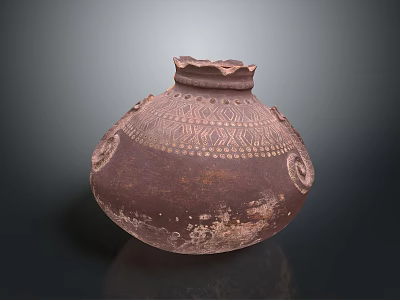 Traditional Handcrafted Earthenware Vase Sculpture With Intricate Carved Patterns And Decorative Designs 3d model