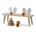 Wooden Children's Toys With Rabbit Ear Table Stacking Rings And Wooden Blocks