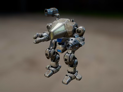 Small Mechanical Robot with Metal Body Mechanical Limbs and Head Camera 3d model
