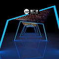 Illuminated Modern Door Arches With Blue Lighting And Geometric Structure Design 3d model