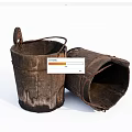 Vintage Wooden Barrels Ornament Set With Worn Texture For Decorative