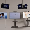 Multiple TV Sets With Hanging And Portable Stand Designs Display Various Scenes 3d model