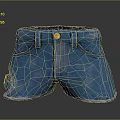 Blue Denim Shorts With Distressed Design Front Button And Side Pockets