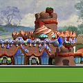 Colorful Candy Themed Building With Strawberry Towers Candy Cane Decor Ice Cream Roofs And Balloons