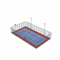 Outdoor Tennis Court Sports Equipment With Fencing Lighting And Blue Red Playing Surface