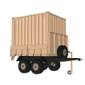Functional Transport Vehicle With Enclosed Cargo Container And Multiple Wheels 3d model