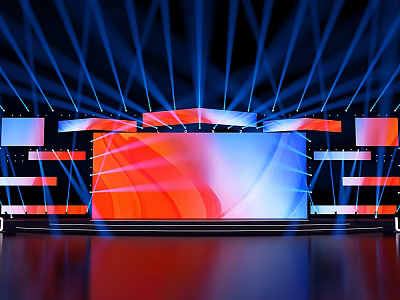 Modern Stage Design With Colorful Gradient LED Screen And Dynamic Lighting Effects 3d model