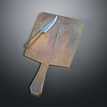 Wooden Cutting Board With Sharp Knife For Kitchen Food Preparation