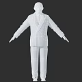 Man In Dark Double Breasted Suit With Red Tie And Outstretched Arms On Dark Background 3d model