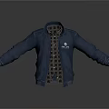 Blue Leather Jacket with Plaid Shirt and STAYHUB Logo Casual Fashionable Outerwear
