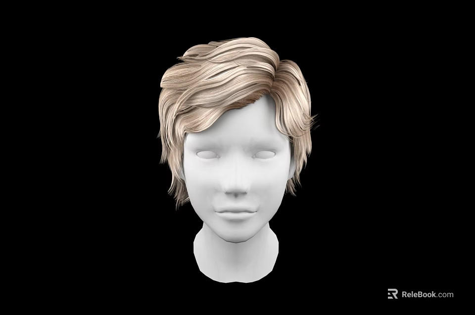 Game and Movie Character White Head Model With Blonde Short Hair Against Black Background 3d model 