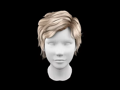 Game and Movie Character White Head Model With Blonde Short Hair Against Black Background 3d model