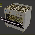 Stainless Steel Kitchen Appliance Gas Range With Multiple Burners And Oven Rack