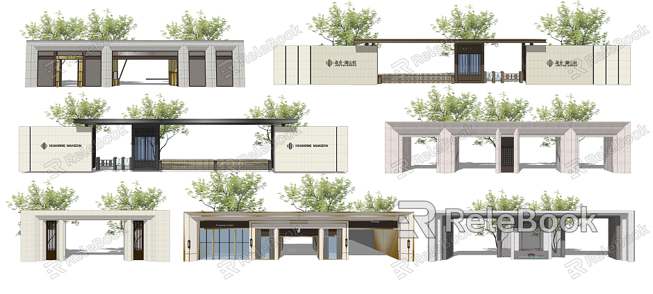 Modern Gate Community Entrance Gate model