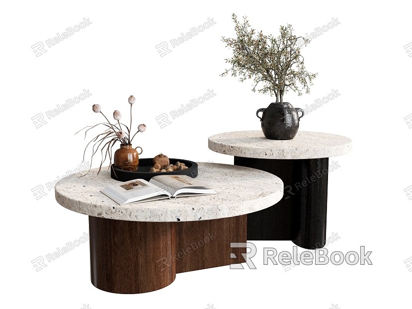 Coffee Table Side Table Low Table Decorative Table Coffee Table Plant Vase Ornaments Round Table model