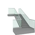 Modern Stairs Interior Design With Glass Railing And White Steps 3d model