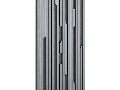Modern Interior Background Wall With Vertical Stripes And Geometric Cutouts Gray Texture 3d model