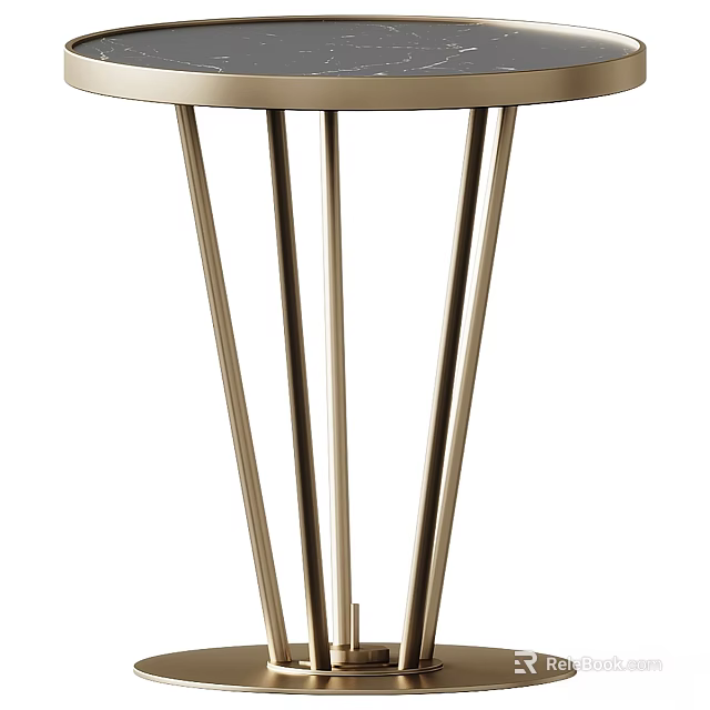 Modern Dining Table With Sleek Metal Legs And Round Tabletop Design 3d model 