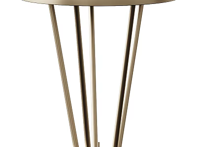 Modern Dining Table With Sleek Metal Legs And Round Tabletop Design 3d model