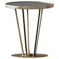Modern Dining Table With Sleek Metal Legs And Round Tabletop Design 3d model