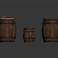 Home Living Wooden Barrels Set With Different Sizes And Metal Hoops