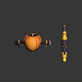 3D Animated Game Movie Character with Orange Hair Cat Ears Black Yellow Outfit and Blaster
