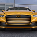 Shiny Gold Sports Car With FGT Badge On Front
