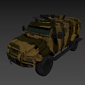 Armored Functional Vehicle With Military Camouflage Design And Roof Mounted Weapon System