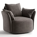 Single Sofa For Living Room With Neutral Tone Soft Pillows And Modern Textured Fabric