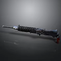 Detailed 3D Model Weapon With Black Silver Metal Spring Mechanism Reflective Surface And Gray Background