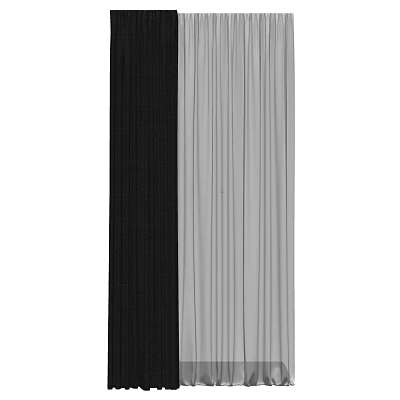 Modern Black and Gray Pleated Curtains With Textured Design For Home Interior 3d model