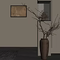 Bonsai Plant Decorative Branches In Ceramic Vase For Indoor Wooden Floor Setting