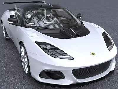 Lotus White Sports Car With Black Roof Sleek Design And Aerodynamic Features 3d model