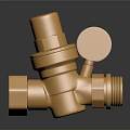 Gold Plated Metal Valve Fitting With Connection Components And Shiny Surface Finish 3d model