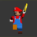 Lego Mario Toy Figure In Red Hat Blue Overalls Holding Gold Coin