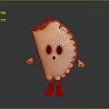 Cartoon Dumpling Character With Anthropomorphic Eyes Arms And Red Shoes