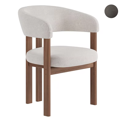 Modern Fabric Single Chair With Curved Armrests And Solid Wooden Legs 3d model